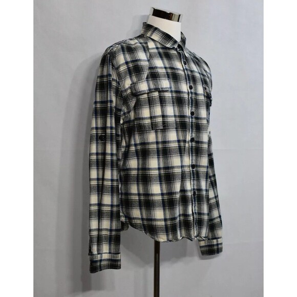 DKNY JEANS Men’s Flannel Button Down Casual Shirt 2XL Roll Up Long Sleeves Gray - Picture 3 of 12